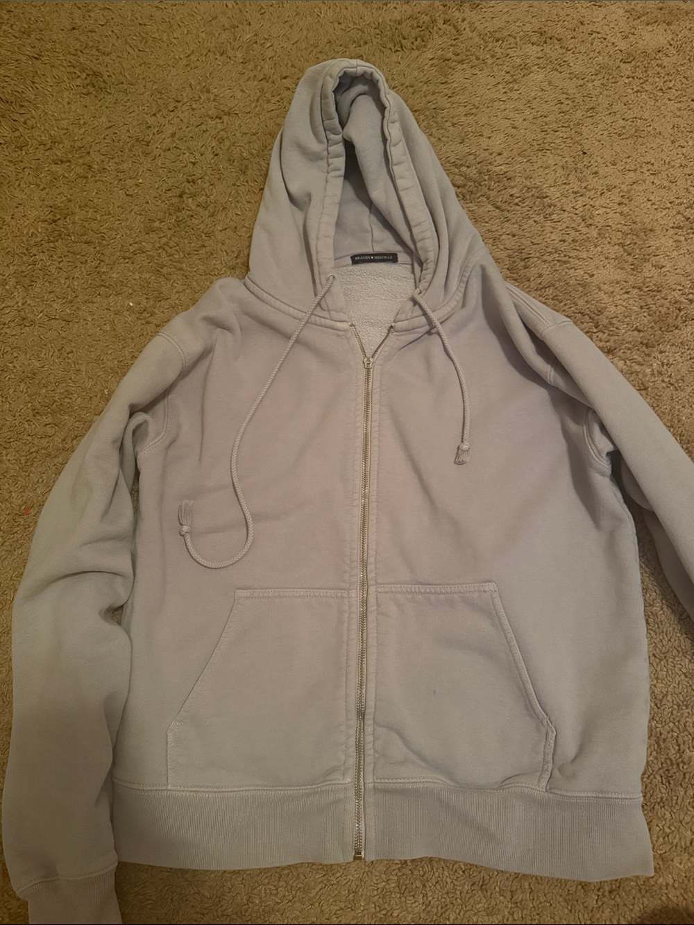 Brandy Melville Light Gray Zip-Up Hoodie Jacket